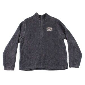 Vtg Purdue University Sherpa Fleece 1/4 Zip Pullover Gray size Large